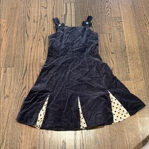 Gymboree Blue Velvet Dress with Polka Dot Accents
